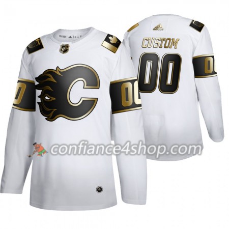 Adidas Maillot de Hockey Calgary Flames Personnaliser Adidas 2019-20 Golden Edition Blanc Authentic - Homme